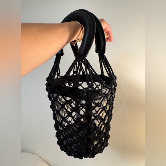 STAUD Handbags - STAUD Elegant Black Woven beach Handbag